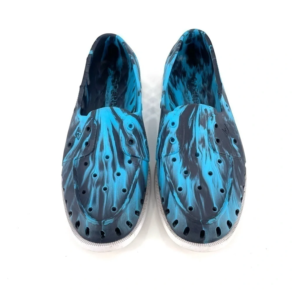 SPERRY Top Side Float Boat Rubber Shoe Marbled Blue Print